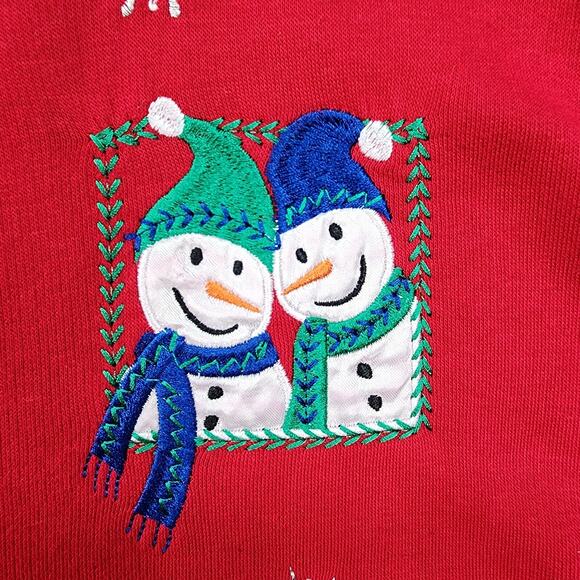 Vintage Breckenridge Sweatshirt Women’s LARGE | Red Fleece Zip Jacket | Snowmen - Picture 5 of 13